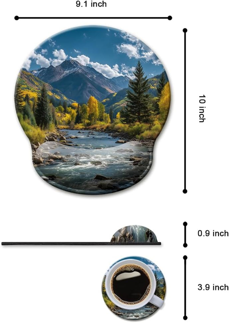Mouse Pad with Wrist Rest,Ergonomic Mouse Pads Wrist Support for Desk,Large Mousepad for Wireless Mouse Gaming Laptop Work Home Desk Accessories Office Supplies Decor,9 X 10 In,Fall Forest
