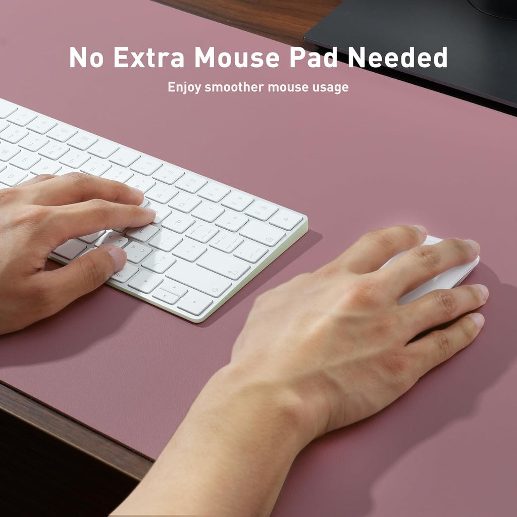 Leather Desk Pad Protector, Mouse Pad, Office Desk Mat,Non-Slip PU Leather Desk Blotter, Laptop Desk Pad, Waterproof Desk Writing Pad for Office and Home (Dark Pink, 23.6" X 13.7")